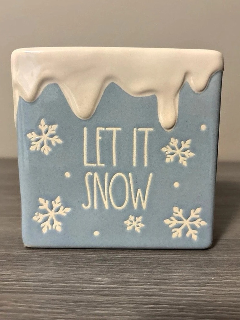 Rae Dunn Let It Snow Holiday Ceramic Decor Blue & White/ paper weight